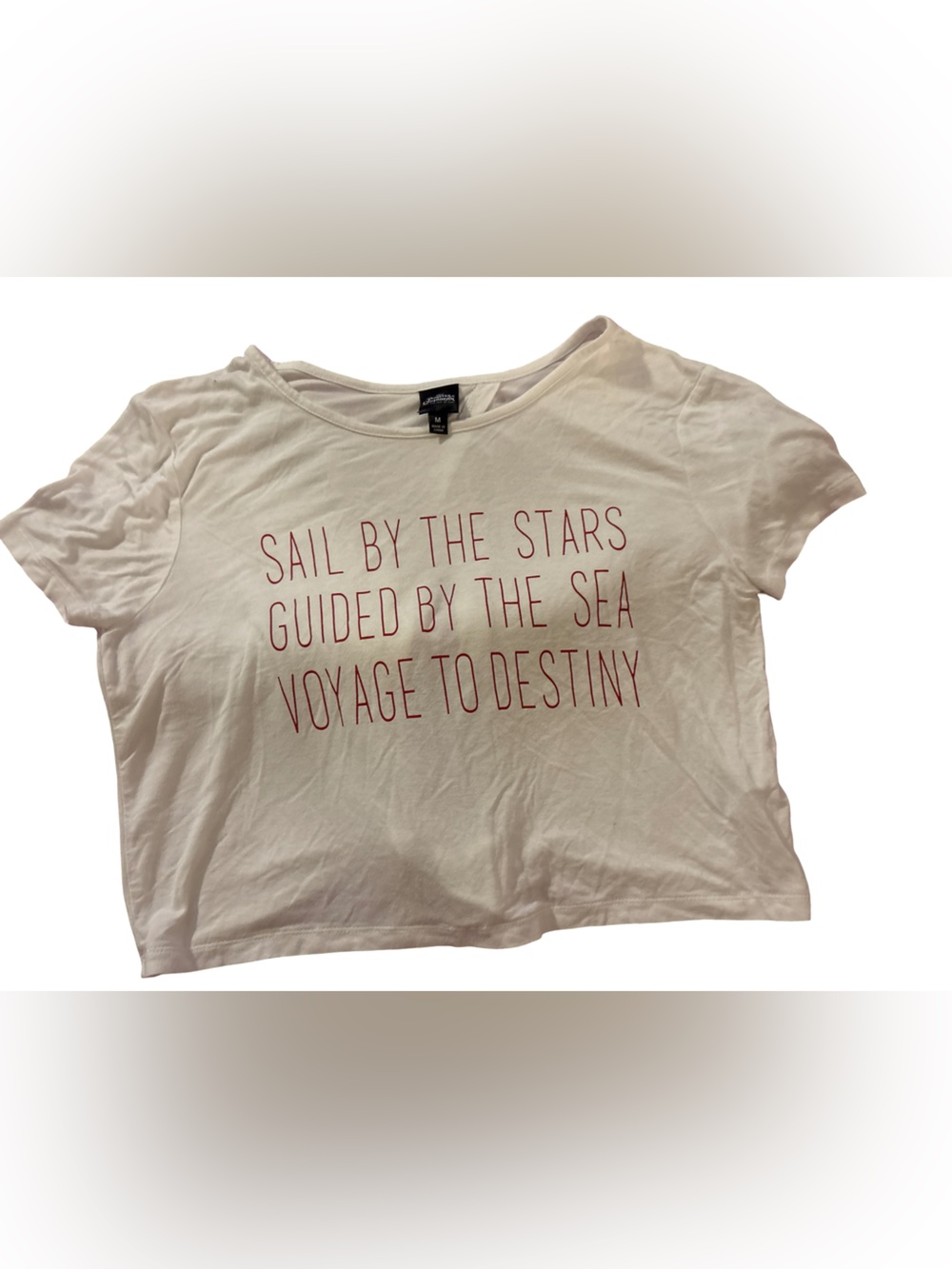 Disney Pirates of the Caribbean White Crop Top with Red Text